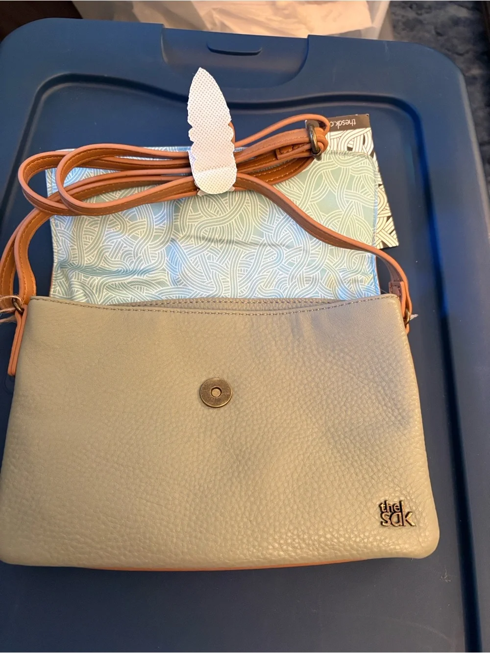 The Sak Two-Tone Sage Green, White & Tan Crossbody